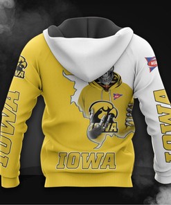 Iowa Hawkeyes Hoodie 3D Zip Hoodie Long Sleeve Zip Hoodie for Fan