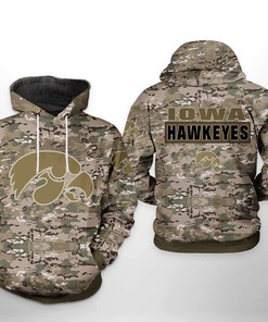 Iowa Hawkeyes NCAA Camo Veteran 3D All Over Print Hoodie, Zip-Up Hoodie