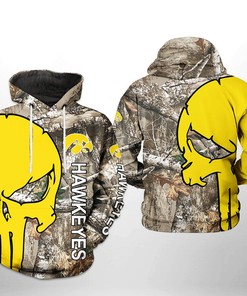 Iowa Hawkeyes NCAA Camo Veteran Hunting 3D All Over Print Hoodie, Zip-Up Hoodie