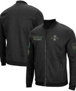 Iowa State Cyclones Colosseum OHT Military Appreciation Team High-Speed Bomber Full-Zip Jacket - Black