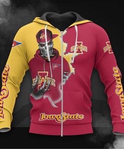 Iowa State Cyclones Hoodie 3D Zip Hoodie Long Sleeve Zip Hoodie for Fan