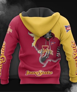 Iowa State Cyclones Hoodie 3D Zip Hoodie Long Sleeve Zip Hoodie for Fan