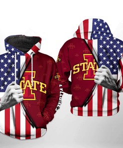 Iowa State Cyclones NCAA US Flag 3D All Over Print Hoodie, Zip-Up Hoodie