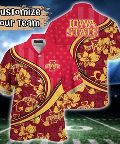 Iowa State Cyclones NCAA US Flag Flower Hawaii Shirt For Fans