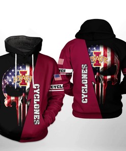 Iowa State Cyclones NCAA US Flag Skull 3D All Over Print Hoodie, Zip-Up Hoodie