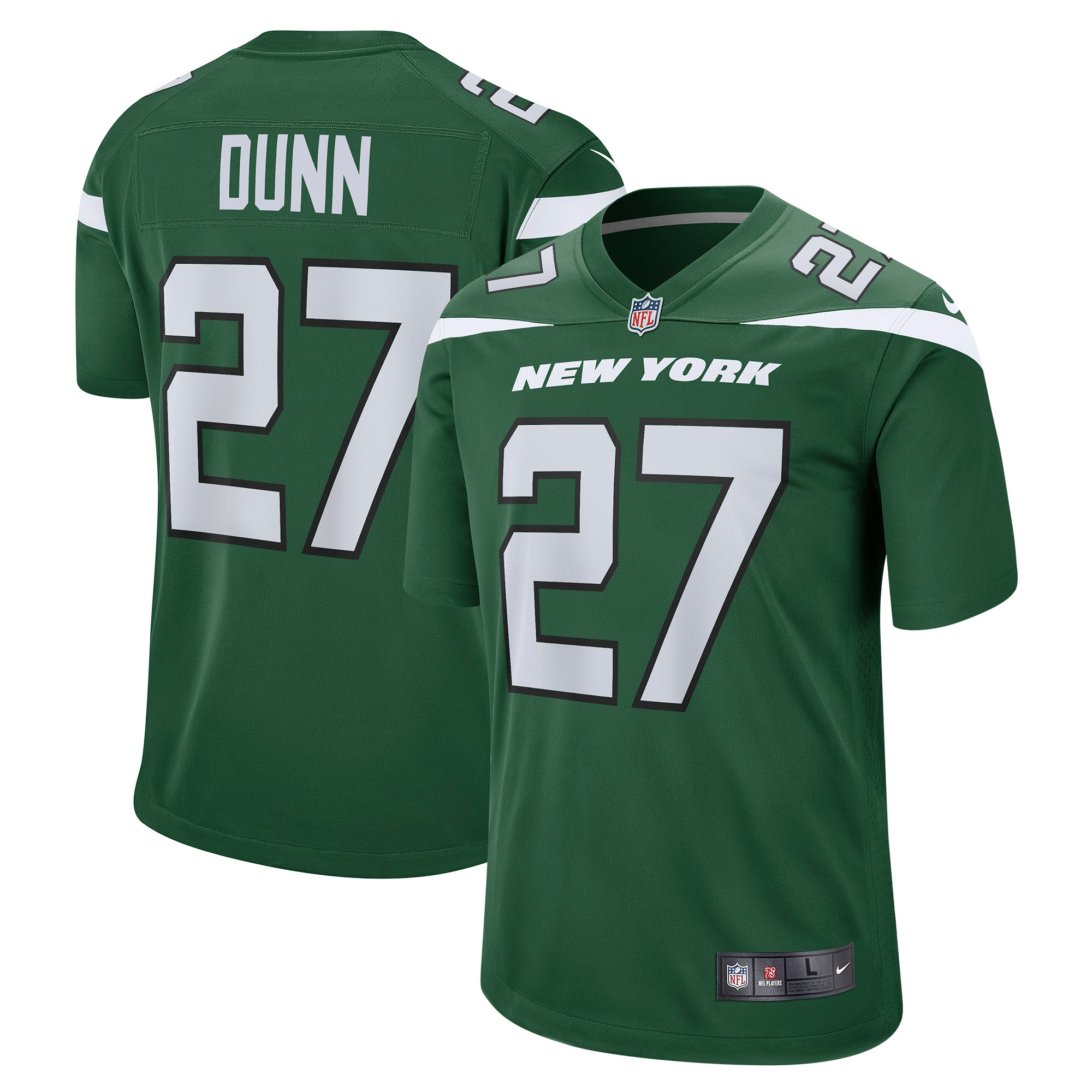 Isaiah Dunn New York Jets Team Game Jersey - Gotham Green Nfl
