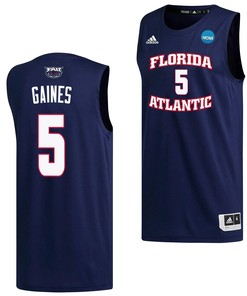Isaiah Gaines 5 FAU Owls 2023 March Madness Basketball Men Jersey- Navy