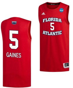 Isaiah Gaines 5 FAU Owls 2023 March Madness Basketball Men Jersey- Red