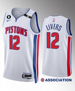Isaiah Livers 12 Detroit Pistons White Association Edition Jersey 2022-23 Swingman