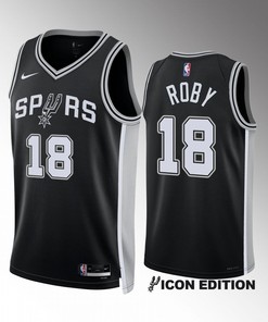Isaiah Roby 18 San Antonio Spurs Black Jersey 2022-23 Icon Edition Swingman