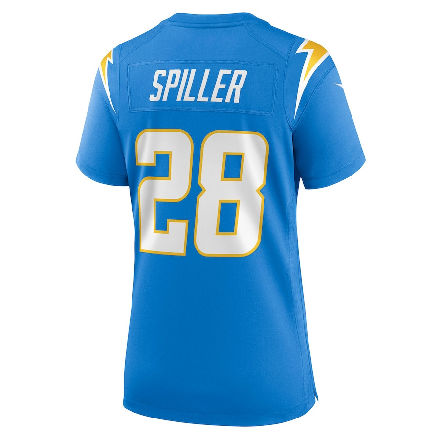 Isaiah Spiller 28 Los Angeles Chargers Women's Game Jersey - Powder Blue
