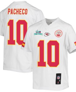 Isiah Pacheco 10 Kansas City Chiefs Super Bowl LVII Champions Youth Game Jersey - White