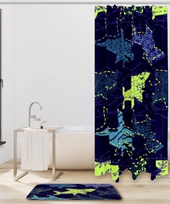 Island Beach Sea Turtle Parrot Shark Shower Curtain in Waterproof Fabric for Bathroom Decor