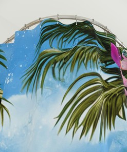 Island Palm Tree Tropical Beach Shower Curtain for Your Bathroom