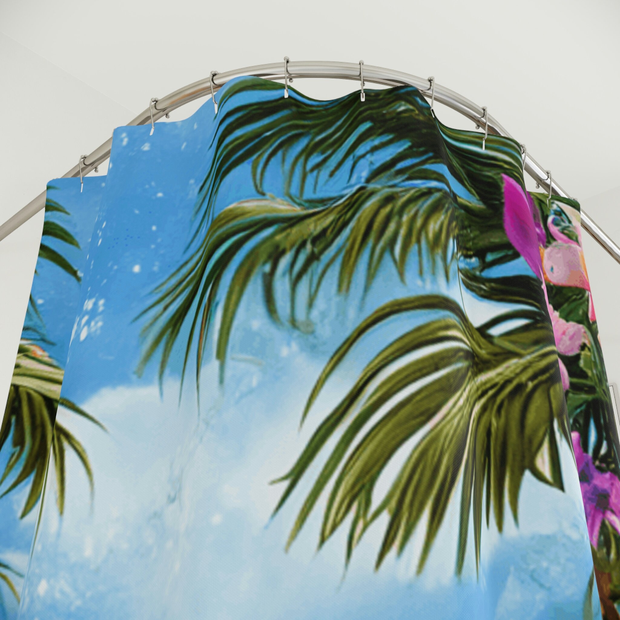 Island Palm Tree Tropical Beach Shower Curtain for Your Bathroom