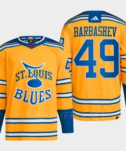 Ivan Barbashev 49 Reverse Retro 2.0 2022 St. Louis Blues Yellow Jersey Primegreen