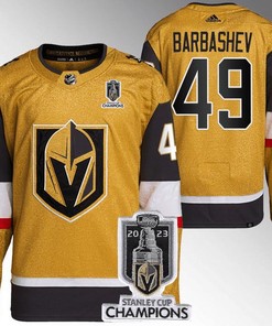 Ivan Barbashev 49 Vegas Golden Knights 2023 Stanley Cup Champions Patch Breakaway Home Jersey - Gold