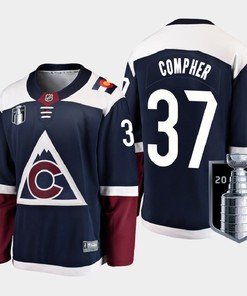 J.T. Compher 37 Colorado Avalanche 2022 Stanley Cup Finals Navy Jersey Alternate