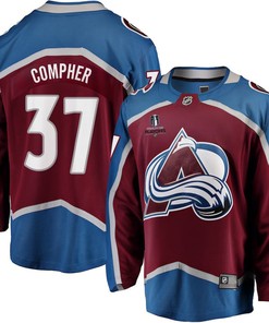 J.T. Compher 37 Colorado Avalanche Stanley Cup 2023 Playoffs Patch Home Breakaway Men Jersey - Burgundy