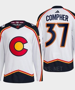 J.T. Compher 37 Reverse Retro 2.0 2022 Colorado Avalanche White Jersey Primegreen