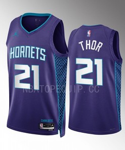 JT Thor 21 2022-23 Charlotte Hornets Purple Statement Edition Men Jersey Swingman