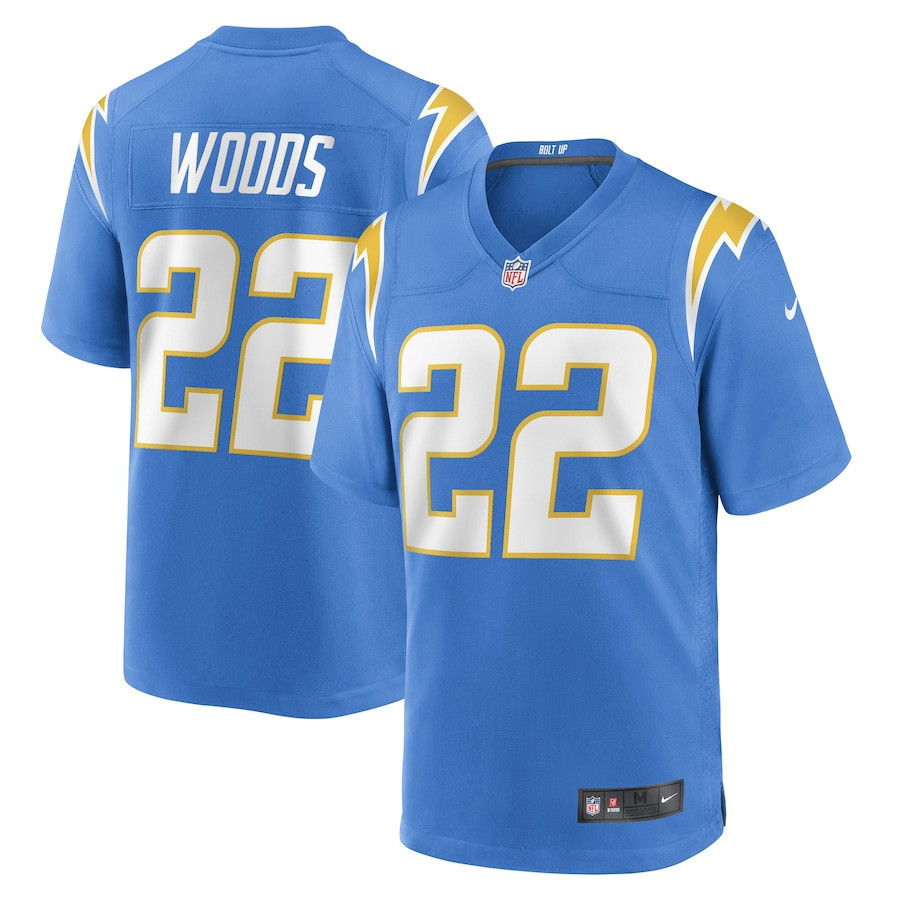JT Woods Los Angeles Chargers Game Player Jersey - Powder Blue