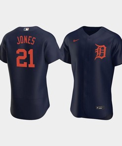 JaCoby Jones 21 Detroit Tigers Navy Alternate Jersey