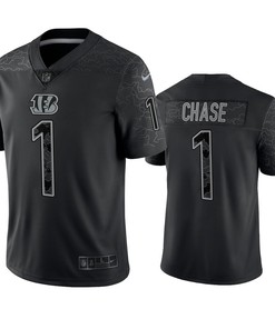 Ja'Marr Chase 1 Cincinnati Bengals Black Reflective Limited Jersey - Men