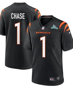 Ja'Marr Chase 1 Cincinnati Bengals Super Bowl LVII Champions Men Game Jersey - Black
