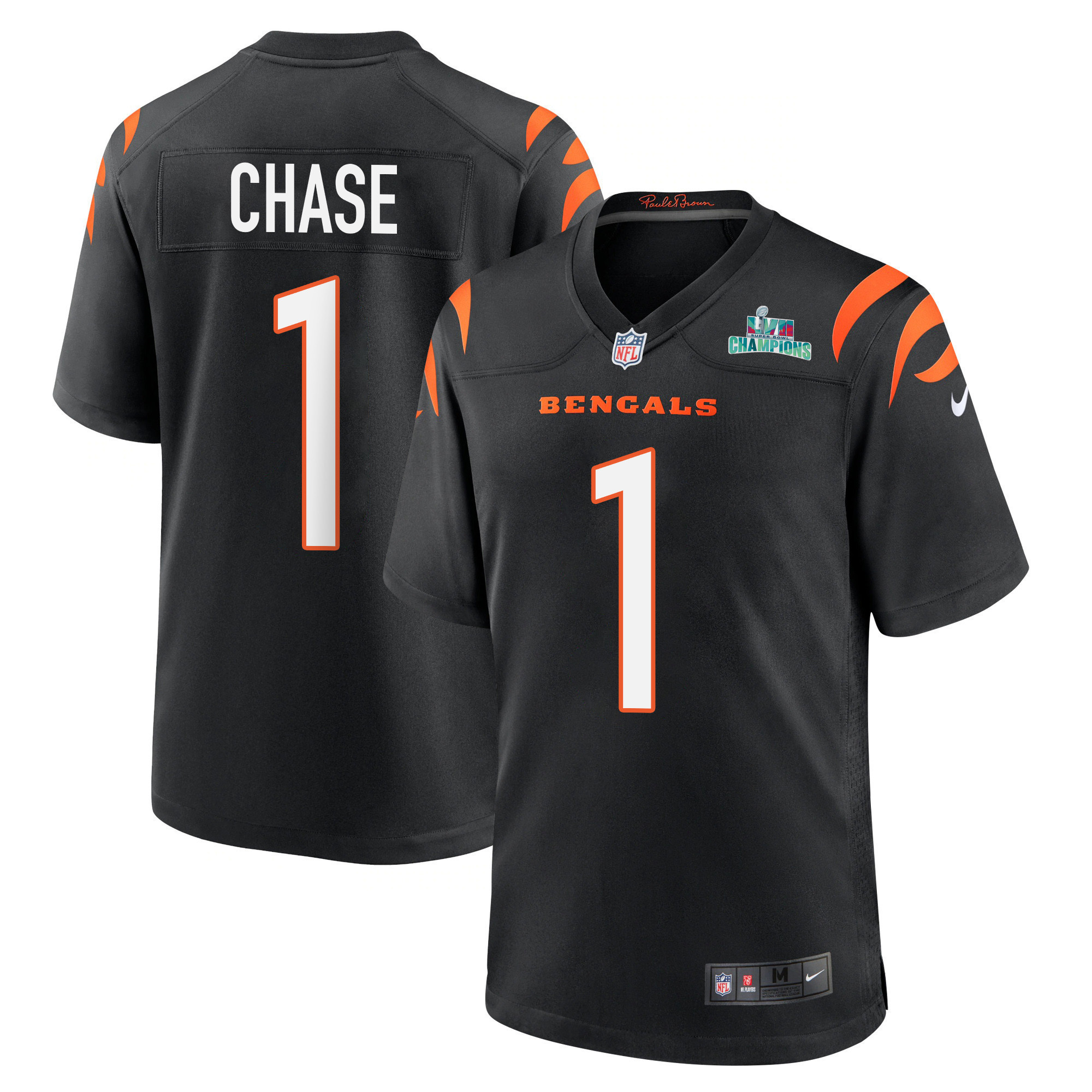 Ja'Marr Chase 1 Cincinnati Bengals Super Bowl LVII Champions Men Game Jersey - Black