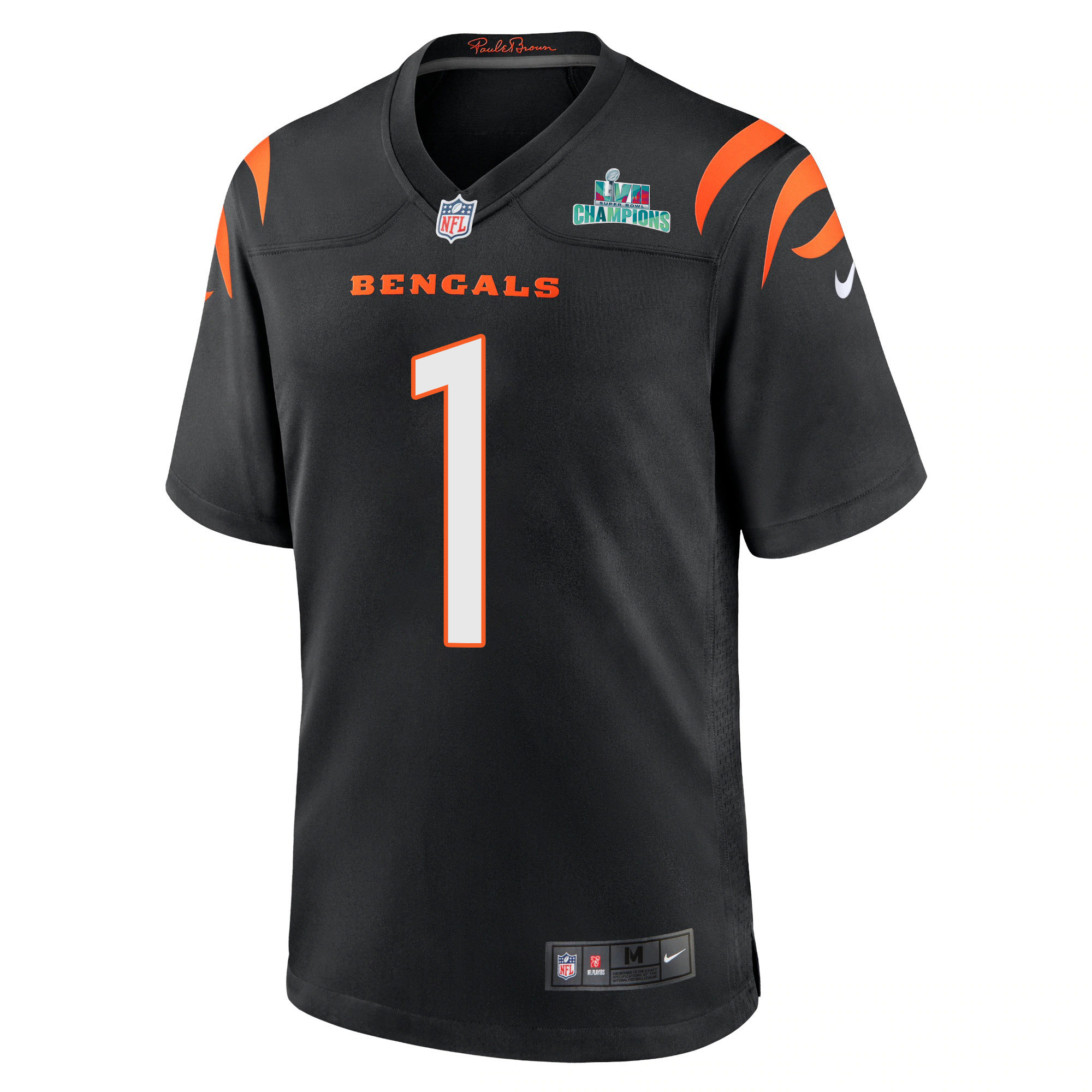 Ja'Marr Chase 1 Cincinnati Bengals Super Bowl LVII Champions Men Game Jersey - Black