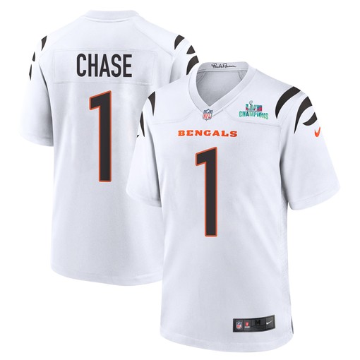 Ja'Marr Chase 1 Cincinnati Bengals Super Bowl LVII Champions Men Game Jersey - White