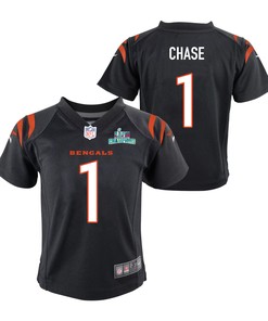 Ja'Marr Chase 1 Cincinnati Bengals Super Bowl LVII Champions Youth Game Jersey - Black