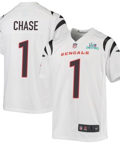 Ja'Marr Chase 1 Cincinnati Bengals Super Bowl LVII Champions Youth Game Jersey - White