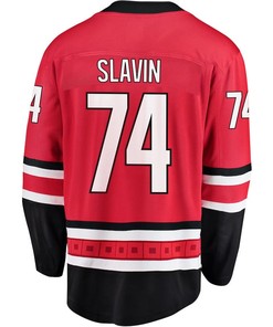 Jaccob Slavin 74 Carolina Hurricanes Stanley Cup 2023 Playoffs Patch Home Breakaway Men Jersey - Red