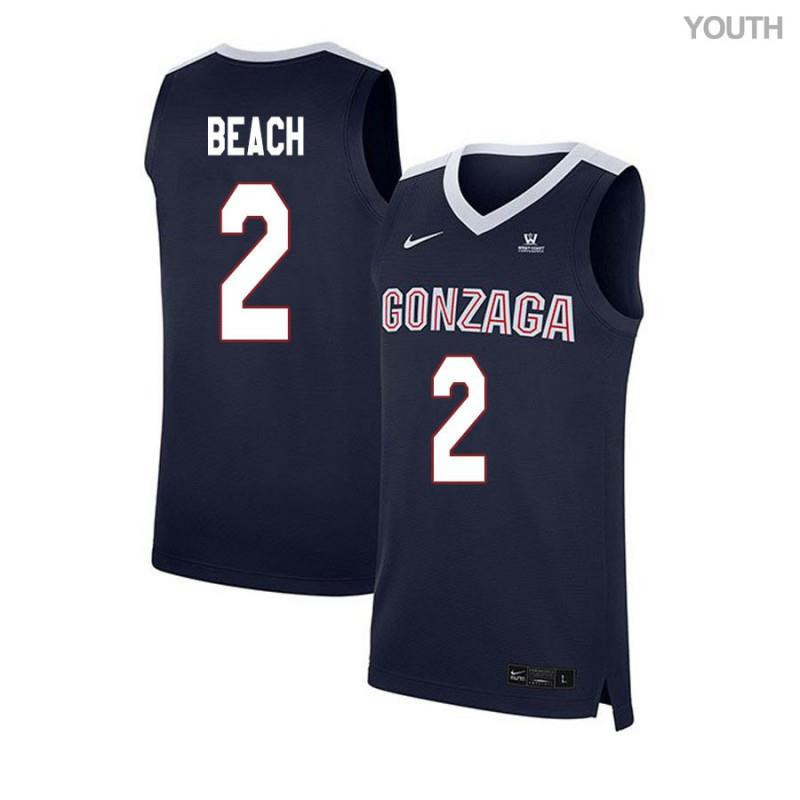 Jack Beach 2 Gonzaga Bulldogs Elite Basketball Youth Jersey - Navy