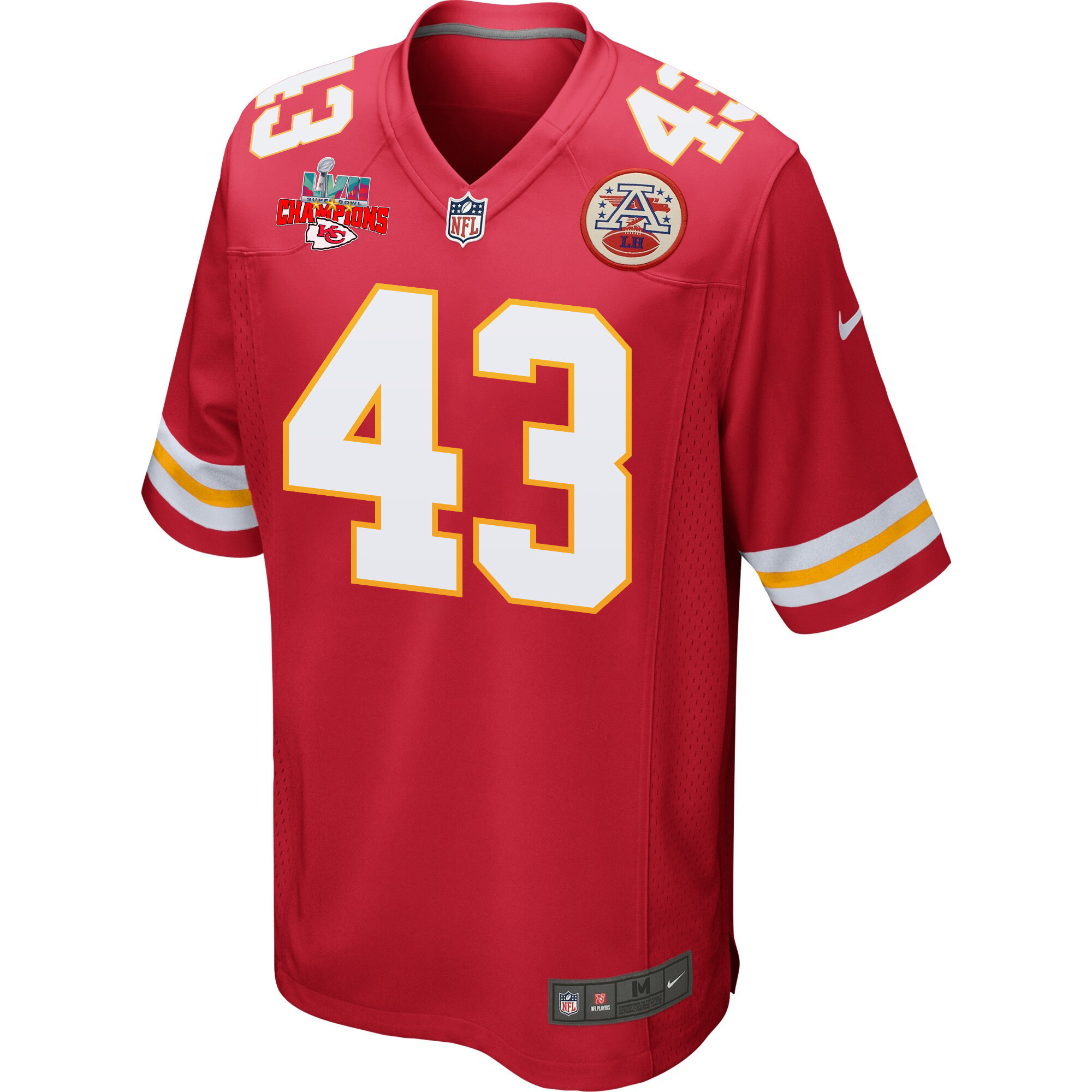 Jack Cochrane 43 Kansas City Chiefs Super Bowl LVII Champions 3 Stars Men Game Jersey - Red