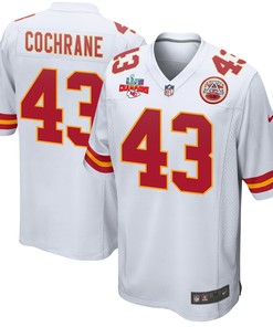 Jack Cochrane 43 Kansas City Chiefs Super Bowl LVII Champions 3 Stars Men Game Jersey - White