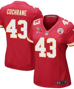 Jack Cochrane 43 Kansas City Chiefs Super Bowl LVII Champions 3 Stars Women Game Jersey - Red