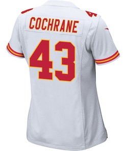 Jack Cochrane 43 Kansas City Chiefs Super Bowl LVII Champions 3 Stars Women Game Jersey - White
