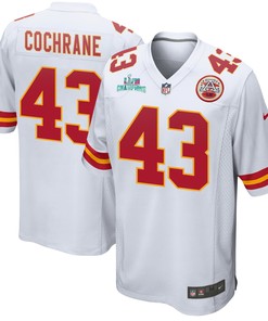 Jack Cochrane 43 Kansas City Chiefs Super Bowl LVII Champions Men Game Jersey - White