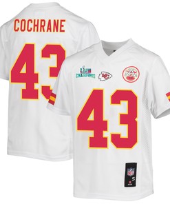 Jack Cochrane 43 Kansas City Chiefs Super Bowl LVII Champions Youth Game Jersey - White
