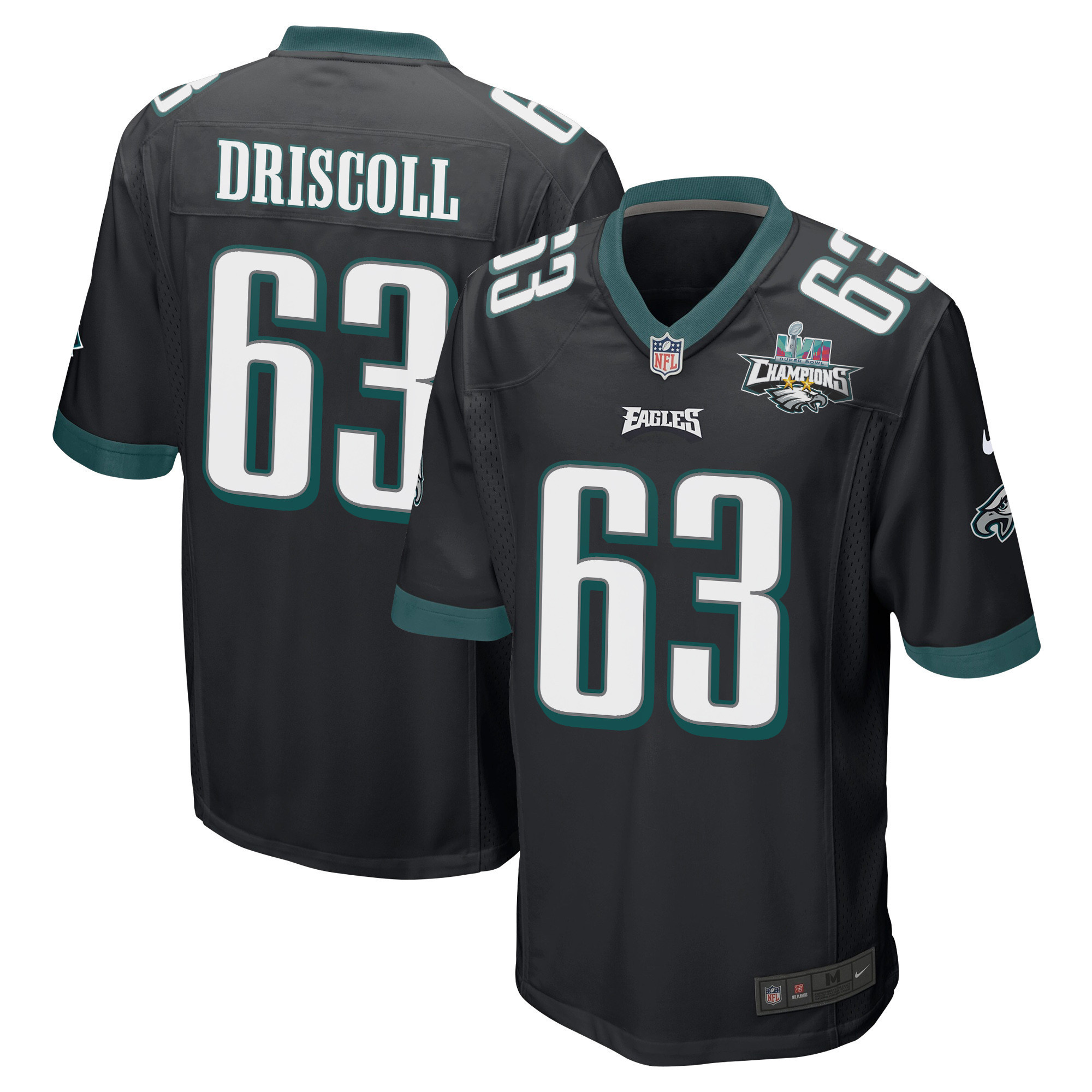Jack Driscoll 63 Philadelphia Eagles Super Bowl LVII Champions 2 Stars Men Game Jersey - Black