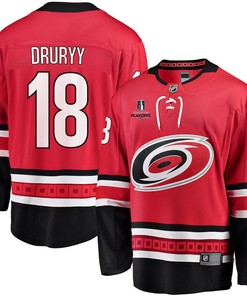 Jack Drury 18 Carolina Hurricanes Stanley Cup 2023 Playoffs Patch Home Breakaway Men Jersey - Red