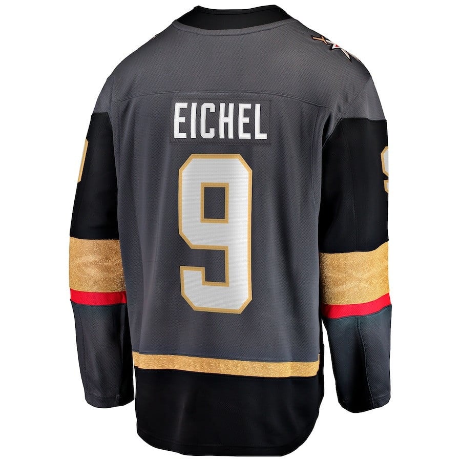 Jack Eichel 9 Vegas Golden Knights 2023 Stanley Cup Champions Patch Alternate Breakaway Jersey - Black