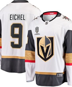 Jack Eichel 9 Vegas Golden Knights 2023 Stanley Cup Champions Patch Away Breakaway Player Jersey - White