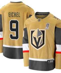 Jack Eichel 9 Vegas Golden Knights 2023 Stanley Cup Champions Patch Home Breakaway Player Jersey - Gold