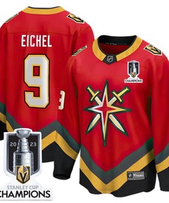 Jack Eichel 9 Vegas Golden Knights 2023 Stanley Cup Champions Patch Reverse Editon Jersey - Red