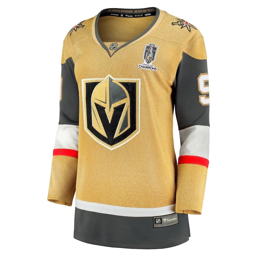 Jack Eichel 9 Vegas Golden Knights Women's 2023 Stanley Cup Champions Home Breakaway Jersey - Gold