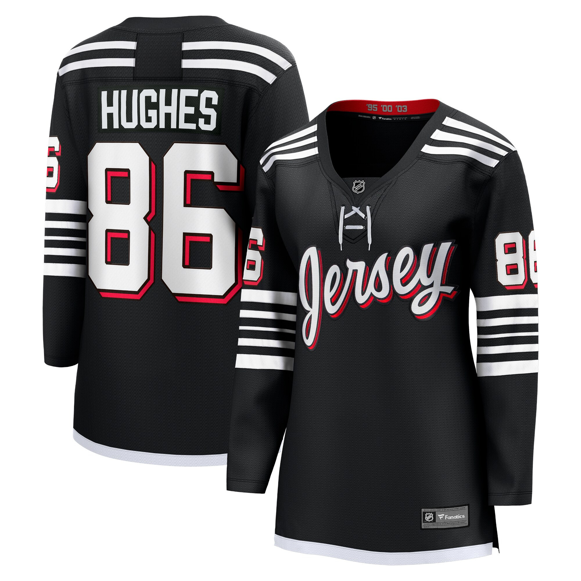 Jack Hughes New Jersey Devils Fanatics Branded Womens Alternate Premier Breakaway Player Jersey - Black Nhl